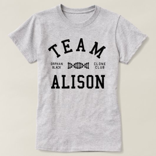 Verwaistes schwarzes Team Alison T-Shirt (Design vorne)
