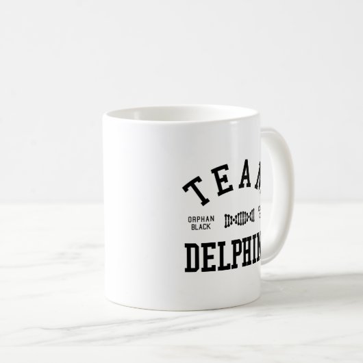 Verwaistes schwarzes Team Delphine Kaffeetasse (VorderseiteRechts)