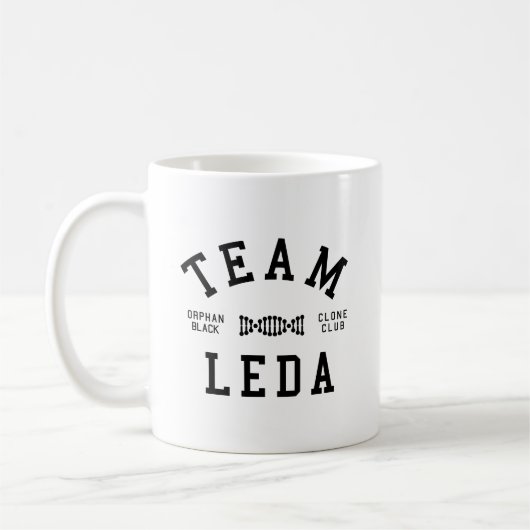Verwaistes schwarzes Team Leda Kaffeetasse (Links)