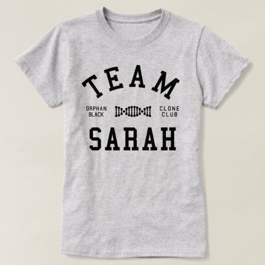 Verwaistes schwarzes Team Sarah T-Shirt (Design vorne)