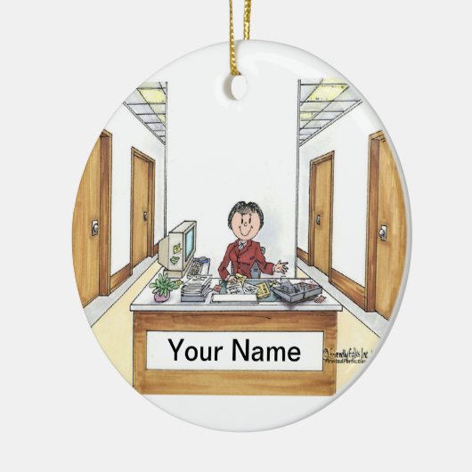 Verwaltungsmitarbeiter - Frau Keramikornament (Links)