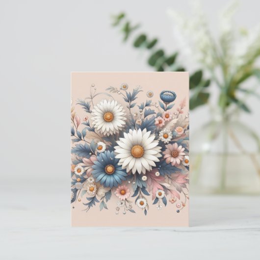 Verwandeln Sie Ihren Platz mit eleganter Daisy Flo Postkarte (Stehend Vorderseite)