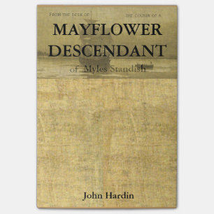 Verwandter von Mayflower Nachkommen Myles Standish Post-it Klebezettel