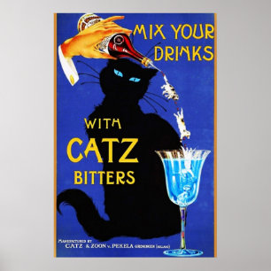 Verwechseln Sie Ihre Getränke mit Catz Bitters Vin Poster