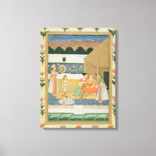 Verweilen Sie auf einer Terrasse bei Sonnenunterga Leinwanddruck