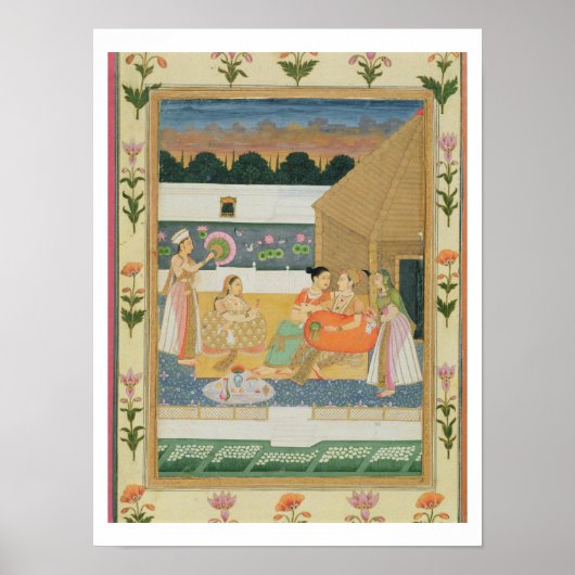 Verweilen Sie auf einer Terrasse bei Sonnenunterga Poster (Vorne)