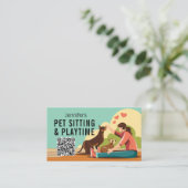 Verweilzeit und Spielzeit mit QR-Code Dog Visitenkarte (Stehend Vorderseite)