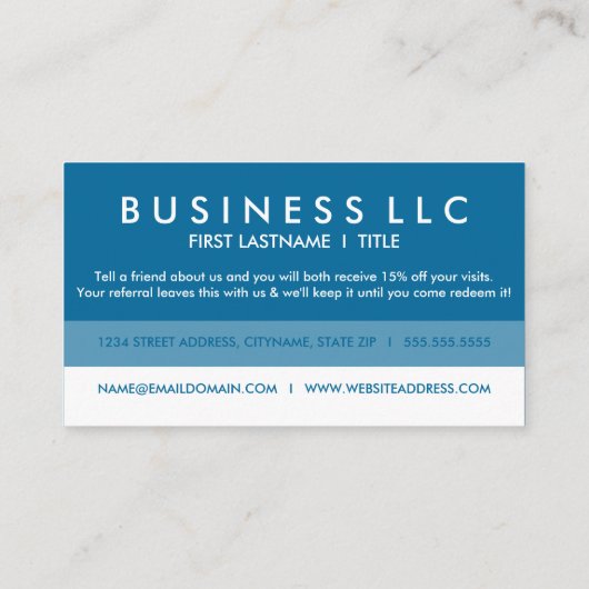 verweisen Sie einen bedeckten Freund Empfehlungskarte (Rückseite)