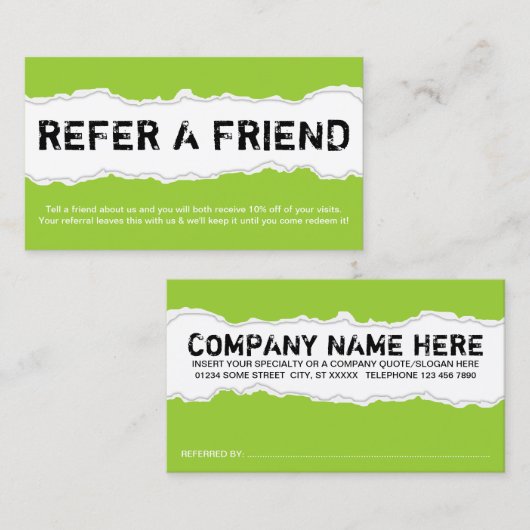 verweisen Sie einen Freundseiten-Riss (die Farbe Empfehlungskarte (Vorne/Hinten)