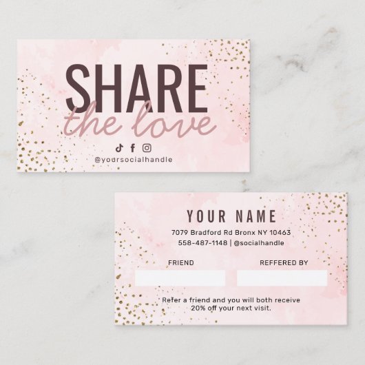 Verweiskarte freigeben der Liebe Visitenkarte (Vorne/Hinten)