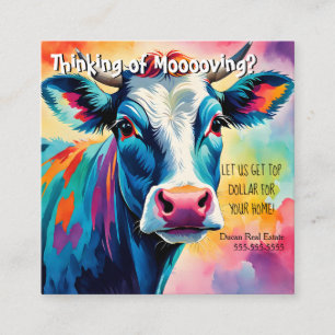 Verweisung an landwirtschaftliche Kuh reales Anwes Quadratische Visitenkarte