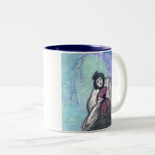 Verwelkende Geisha Zweifarbige Tasse (VorderseiteRechts)