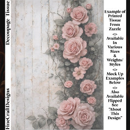 Verwelkte kletternde blassrosa Rosen FD9R Decoupag Seidenpapier