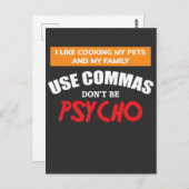 Verwenden Sie Commas Funny Grammar English Teacher Postkarte (Vorne/Hinten)