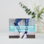 Verwenden Sie Ihr Geld klug Postkarte (Stehend Vorderseite)