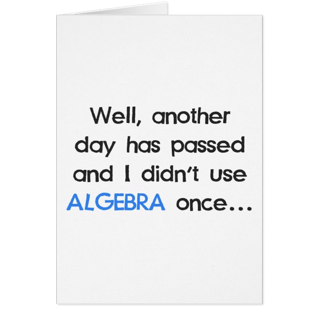 Verwendete nicht Algebra einmal heute (Vorne)