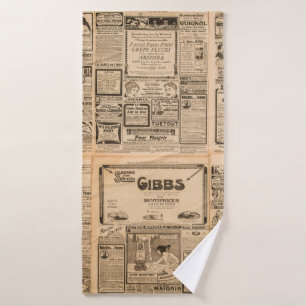 Verwendeter Papierhintergrund. Alte Zeitungsseite  Badehandtuch