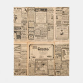 Verwendeter Papierhintergrund. Alte Zeitungsseite  Fleecedecke (Vorderseite)