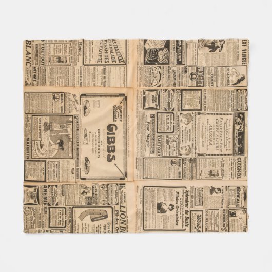 Verwendeter Papierhintergrund. Alte Zeitungsseite Fleecedecke (Vorderseite (Horizontal))