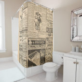 Verwendeter Papierhintergrund. Alte Zeitungsseiten Duschvorhang (Beispiel)