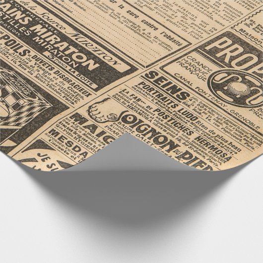 Verwendeter Papierhintergrund. Alte Zeitungsseiten Geschenkpapier (Ecke)