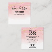 Verwendung der Funkelnd Agate Pink Gold Instructio Quadratische Visitenkarte (Vorne/Hinten)