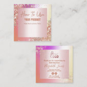 Verwendung der Holographic Rose Gold Instruction C Quadratische Visitenkarte (Vorne/Hinten)