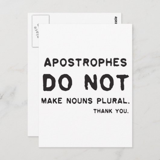 Verwendung von Apostrophen Postkarte (Vorne/Hinten)