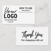 Verwendung von Instruktionskarten Visitenkarte (Vorne/Hinten)