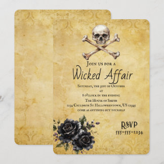 Verwerfliche Gothic-Schädel-Halloween-Party Einladung