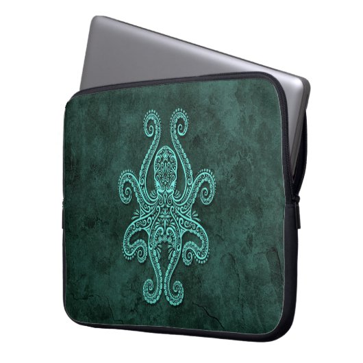 Verwickelte blauer Stein-Krake Laptopschutzhülle (Vorderseite Links)