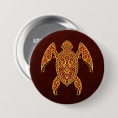 Verwickelte goldene Meer-Schildkröte Button (Vorne & Hinten)
