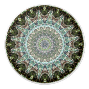 Verwickelte graue und grüne Mandala Keramikknauf