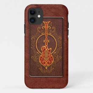 Verwickelte rote lederne Gitarre iPhone 11 Hülle