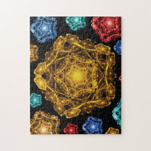 Verwickelte Schneeflocken in Form der Pentagone Puzzle