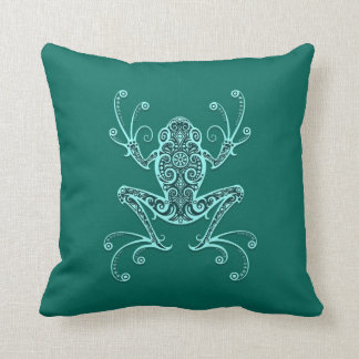 Verwickelter aquamariner blauer Baum-Frosch Kissen