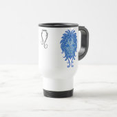 Verwickelter blauer Stammes- Löwe Reisebecher (VorderseiteRechts)