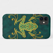 Verwickelter goldener blauer Baum-Frosch Case-Mate iPhone Hülle (Rückseite (Horizontal))