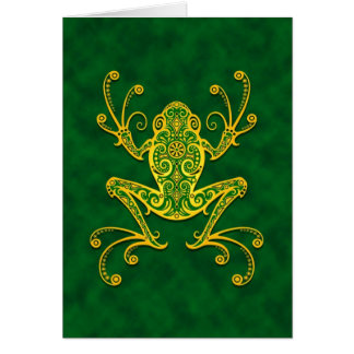 Verwickelter goldener grüner Baum-Frosch