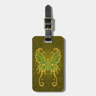 Verwickelter goldener grüner Schmetterling Gepäckanhänger