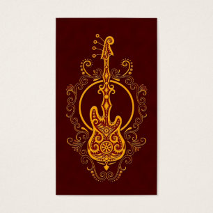 Verwickelter goldener roter Bass-Gitarren-Entwurf
