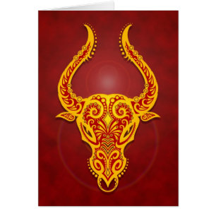 Verwickelter goldener roter Stammes- Stier