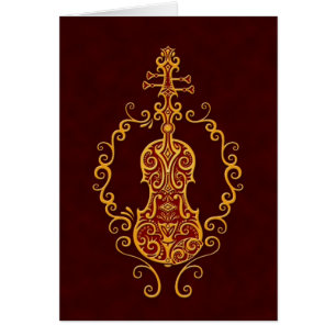 Verwickelter goldener roter Violinen-Entwurf