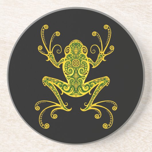 Verwickelter grüner und schwarzer Baum-Frosch Sandstein Untersetzer (Vorne)
