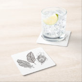 Verwickeltes Feder-Gekritzel Rechteckiger Pappuntersetzer (Vor Ort)