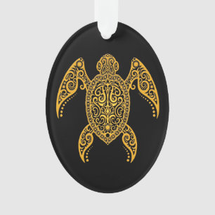 Verwickeltes Gelb und Meer-Schildkröte Ornament