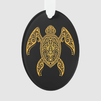 Verwickeltes Gelb und Meer-Schildkröte Ornament