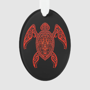 Verwickeltes Rot und Meer-Schildkröte Ornament