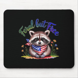 Verwildert aber frei lustiger Waschbär 4. Juli Dam Mousepad