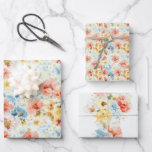Verwilderte Boho-Wildblumen Elegante Farbige Blumi Geschenkpapier Set<br><div class="desc">Schöne 3 Bogen Geschenkpapier mit atemberaubendem romantischen Aquarell-Blumen-Design. Handgemalte Wildblumen in pastellfarbenem Pfirsich, Kornblumenblau, sanftem Rosé und warmen goldenen Tönen mit luftiger, müheloser Anmut. Jede Blüte ist mit feiner Kunsttextur gemalt und fängt die stille Poesie einer blühenden Wiese ein. Perfekt für Frühlingsgeschenke, Gartenhochzeitsgeschenke und Partys oder Unternehmen mit der organischen...</div>
